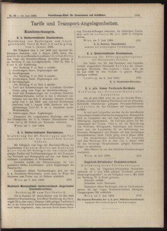 Verordnungs-Blatt für Eisenbahnen und Schiffahrt: Veröffentlichungen in Tarif- und Transport-Angelegenheiten 18990610 Seite: 13