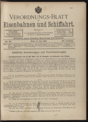 Verordnungs-Blatt für Eisenbahnen und Schiffahrt: Veröffentlichungen in Tarif- und Transport-Angelegenheiten 18990613 Seite: 1