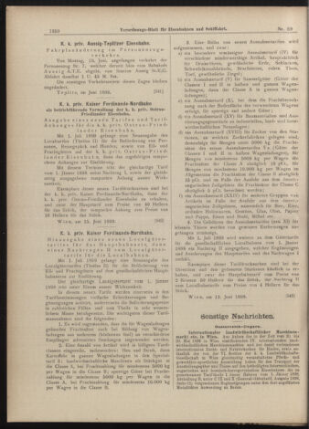 Verordnungs-Blatt für Eisenbahnen und Schiffahrt: Veröffentlichungen in Tarif- und Transport-Angelegenheiten 18990617 Seite: 10