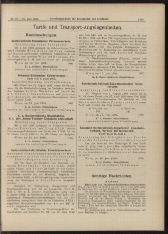 Verordnungs-Blatt für Eisenbahnen und Schiffahrt: Veröffentlichungen in Tarif- und Transport-Angelegenheiten 18990620 Seite: 7