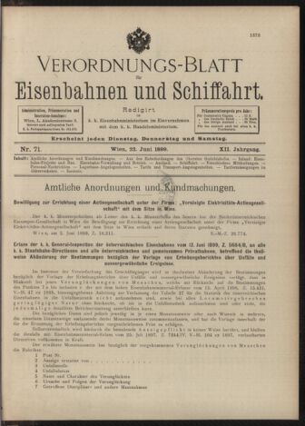 Verordnungs-Blatt für Eisenbahnen und Schiffahrt: Veröffentlichungen in Tarif- und Transport-Angelegenheiten 18990622 Seite: 1