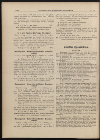 Verordnungs-Blatt für Eisenbahnen und Schiffahrt: Veröffentlichungen in Tarif- und Transport-Angelegenheiten 18990622 Seite: 10