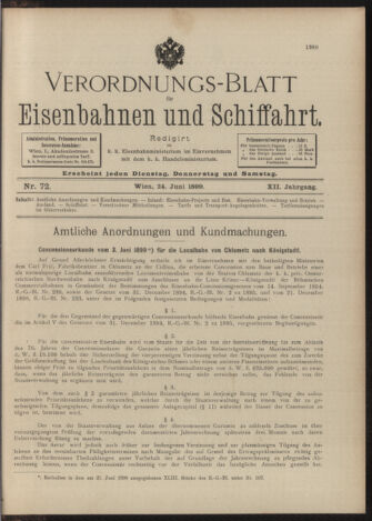 Verordnungs-Blatt für Eisenbahnen und Schiffahrt: Veröffentlichungen in Tarif- und Transport-Angelegenheiten 18990624 Seite: 1