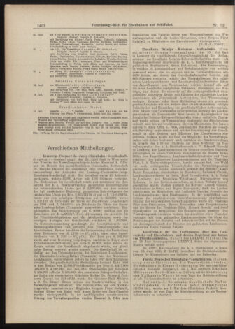 Verordnungs-Blatt für Eisenbahnen und Schiffahrt: Veröffentlichungen in Tarif- und Transport-Angelegenheiten 18990624 Seite: 14