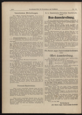 Verordnungs-Blatt für Eisenbahnen und Schiffahrt: Veröffentlichungen in Tarif- und Transport-Angelegenheiten 18990629 Seite: 10