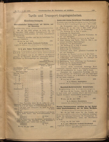 Verordnungs-Blatt für Eisenbahnen und Schiffahrt: Veröffentlichungen in Tarif- und Transport-Angelegenheiten 18990701 Seite: 7