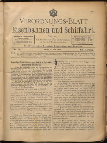 Verordnungs-Blatt für Eisenbahnen und Schiffahrt: Veröffentlichungen in Tarif- und Transport-Angelegenheiten