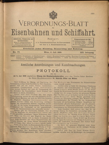 Verordnungs-Blatt für Eisenbahnen und Schiffahrt: Veröffentlichungen in Tarif- und Transport-Angelegenheiten 18990706 Seite: 1