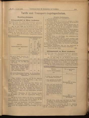 Verordnungs-Blatt für Eisenbahnen und Schiffahrt: Veröffentlichungen in Tarif- und Transport-Angelegenheiten 18990706 Seite: 11