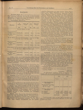 Verordnungs-Blatt für Eisenbahnen und Schiffahrt: Veröffentlichungen in Tarif- und Transport-Angelegenheiten 18990706 Seite: 9