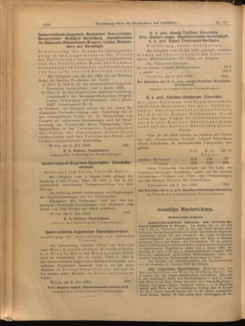 Verordnungs-Blatt für Eisenbahnen und Schiffahrt: Veröffentlichungen in Tarif- und Transport-Angelegenheiten 18990711 Seite: 16