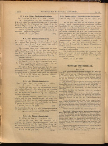 Verordnungs-Blatt für Eisenbahnen und Schiffahrt: Veröffentlichungen in Tarif- und Transport-Angelegenheiten 18990715 Seite: 16