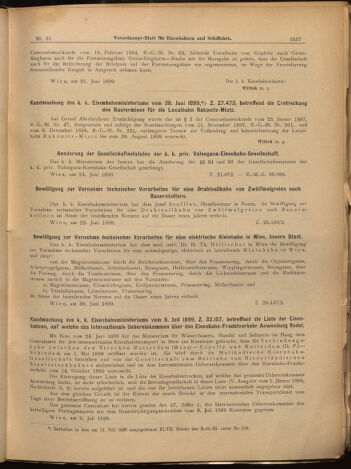 Verordnungs-Blatt für Eisenbahnen und Schiffahrt: Veröffentlichungen in Tarif- und Transport-Angelegenheiten 18990715 Seite: 9