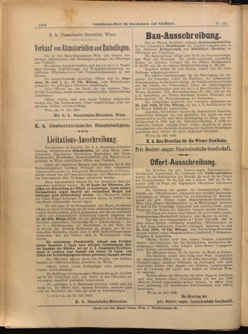 Verordnungs-Blatt für Eisenbahnen und Schiffahrt: Veröffentlichungen in Tarif- und Transport-Angelegenheiten 18990718 Seite: 16