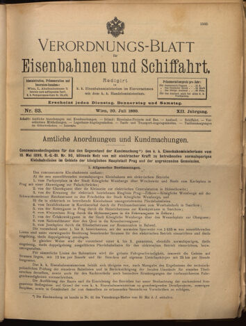 Verordnungs-Blatt für Eisenbahnen und Schiffahrt: Veröffentlichungen in Tarif- und Transport-Angelegenheiten 18990720 Seite: 1