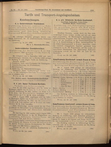 Verordnungs-Blatt für Eisenbahnen und Schiffahrt: Veröffentlichungen in Tarif- und Transport-Angelegenheiten 18990722 Seite: 9