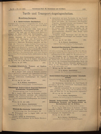 Verordnungs-Blatt für Eisenbahnen und Schiffahrt: Veröffentlichungen in Tarif- und Transport-Angelegenheiten 18990725 Seite: 9