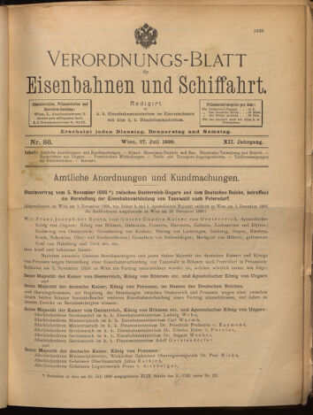 Verordnungs-Blatt für Eisenbahnen und Schiffahrt: Veröffentlichungen in Tarif- und Transport-Angelegenheiten