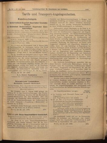 Verordnungs-Blatt für Eisenbahnen und Schiffahrt: Veröffentlichungen in Tarif- und Transport-Angelegenheiten 18990727 Seite: 9