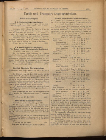 Verordnungs-Blatt für Eisenbahnen und Schiffahrt: Veröffentlichungen in Tarif- und Transport-Angelegenheiten 18990801 Seite: 9