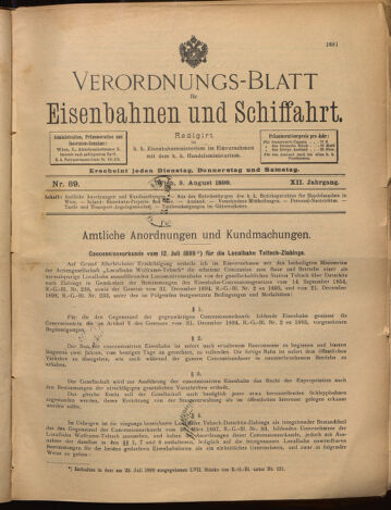 Verordnungs-Blatt für Eisenbahnen und Schiffahrt: Veröffentlichungen in Tarif- und Transport-Angelegenheiten 18990803 Seite: 1