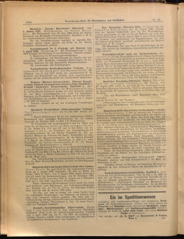 Verordnungs-Blatt für Eisenbahnen und Schiffahrt: Veröffentlichungen in Tarif- und Transport-Angelegenheiten 18990803 Seite: 10