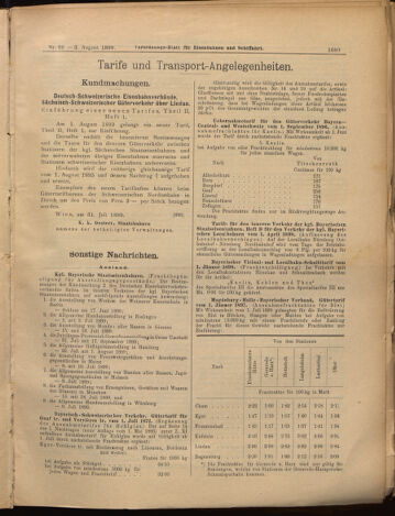 Verordnungs-Blatt für Eisenbahnen und Schiffahrt: Veröffentlichungen in Tarif- und Transport-Angelegenheiten 18990803 Seite: 9