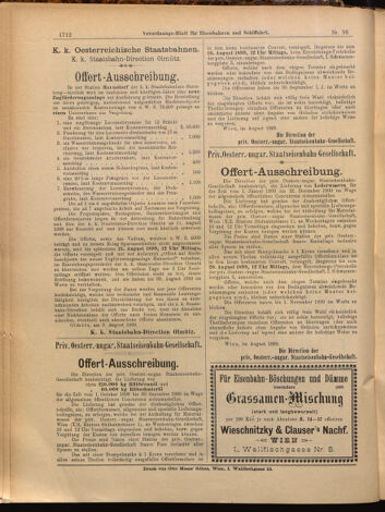 Verordnungs-Blatt für Eisenbahnen und Schiffahrt: Veröffentlichungen in Tarif- und Transport-Angelegenheiten 18990805 Seite: 20