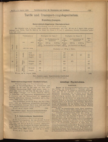 Verordnungs-Blatt für Eisenbahnen und Schiffahrt: Veröffentlichungen in Tarif- und Transport-Angelegenheiten 18990808 Seite: 15