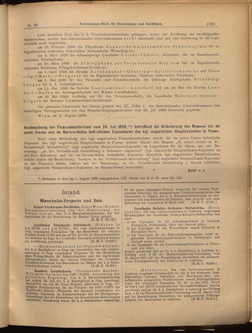 Verordnungs-Blatt für Eisenbahnen und Schiffahrt: Veröffentlichungen in Tarif- und Transport-Angelegenheiten 18990810 Seite: 7