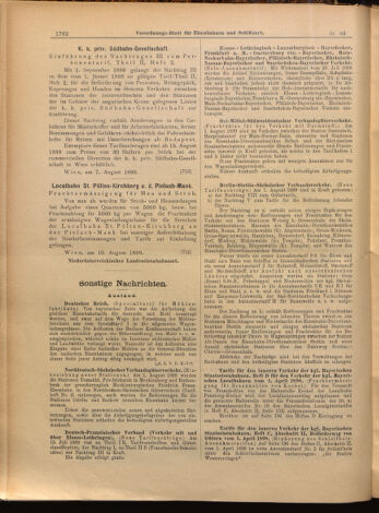 Verordnungs-Blatt für Eisenbahnen und Schiffahrt: Veröffentlichungen in Tarif- und Transport-Angelegenheiten 18990812 Seite: 10