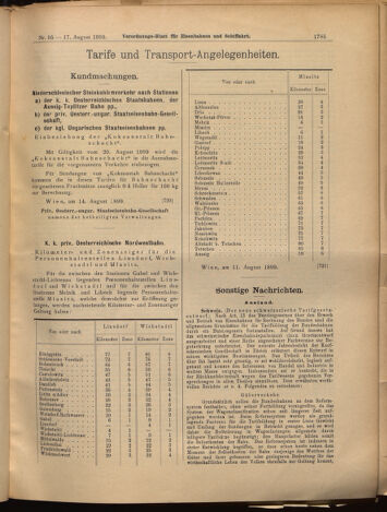 Verordnungs-Blatt für Eisenbahnen und Schiffahrt: Veröffentlichungen in Tarif- und Transport-Angelegenheiten 18990817 Seite: 5