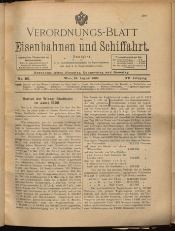 Verordnungs-Blatt für Eisenbahnen und Schiffahrt: Veröffentlichungen in Tarif- und Transport-Angelegenheiten 18990819 Seite: 1