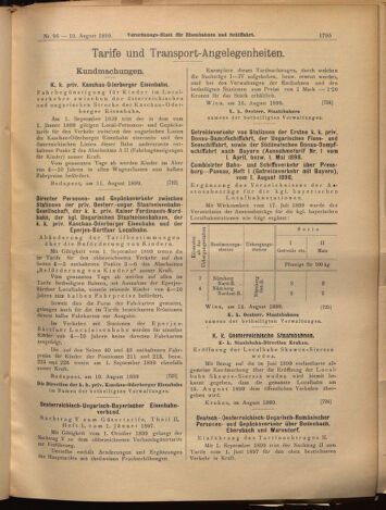 Verordnungs-Blatt für Eisenbahnen und Schiffahrt: Veröffentlichungen in Tarif- und Transport-Angelegenheiten 18990819 Seite: 7