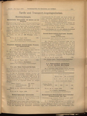 Verordnungs-Blatt für Eisenbahnen und Schiffahrt: Veröffentlichungen in Tarif- und Transport-Angelegenheiten 18990822 Seite: 7