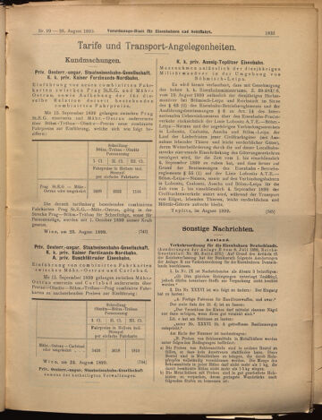 Verordnungs-Blatt für Eisenbahnen und Schiffahrt: Veröffentlichungen in Tarif- und Transport-Angelegenheiten 18990826 Seite: 11