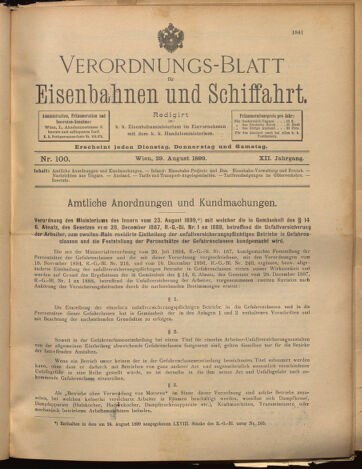 Verordnungs-Blatt für Eisenbahnen und Schiffahrt: Veröffentlichungen in Tarif- und Transport-Angelegenheiten 18990829 Seite: 1