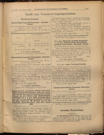 Verordnungs-Blatt für Eisenbahnen und Schiffahrt: Veröffentlichungen in Tarif- und Transport-Angelegenheiten 18990831 Seite: 7