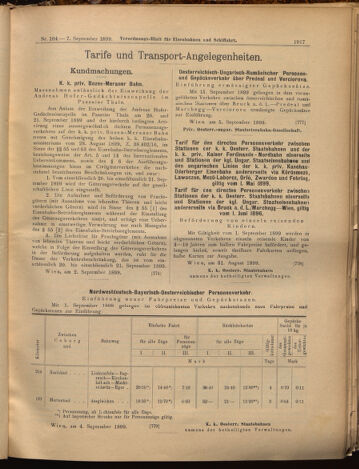 Verordnungs-Blatt für Eisenbahnen und Schiffahrt: Veröffentlichungen in Tarif- und Transport-Angelegenheiten 18990907 Seite: 9