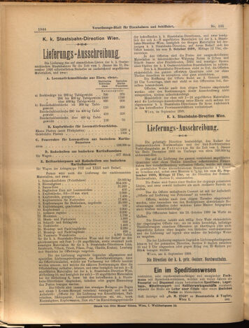 Verordnungs-Blatt für Eisenbahnen und Schiffahrt: Veröffentlichungen in Tarif- und Transport-Angelegenheiten 18990912 Seite: 20