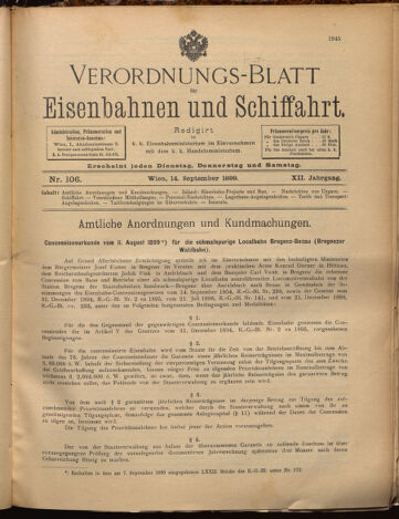 Verordnungs-Blatt für Eisenbahnen und Schiffahrt: Veröffentlichungen in Tarif- und Transport-Angelegenheiten 18990914 Seite: 1