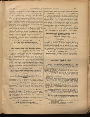 Verordnungs-Blatt für Eisenbahnen und Schiffahrt: Veröffentlichungen in Tarif- und Transport-Angelegenheiten 18990916 Seite: 9