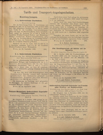 Verordnungs-Blatt für Eisenbahnen und Schiffahrt: Veröffentlichungen in Tarif- und Transport-Angelegenheiten 18990919 Seite: 9