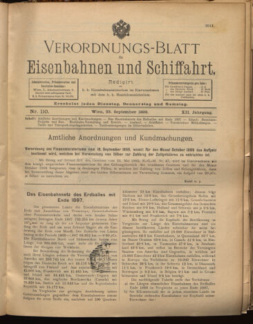 Verordnungs-Blatt für Eisenbahnen und Schiffahrt: Veröffentlichungen in Tarif- und Transport-Angelegenheiten 18990923 Seite: 1