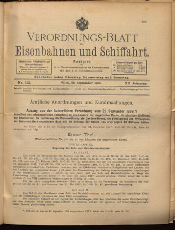 Verordnungs-Blatt für Eisenbahnen und Schiffahrt: Veröffentlichungen in Tarif- und Transport-Angelegenheiten 18990928 Seite: 1