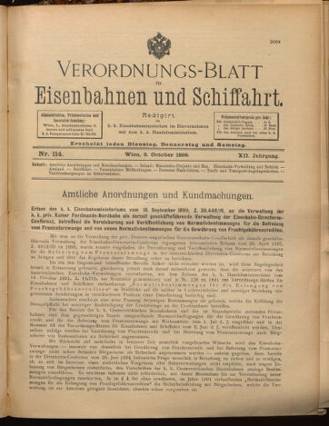 Verordnungs-Blatt für Eisenbahnen und Schiffahrt: Veröffentlichungen in Tarif- und Transport-Angelegenheiten 18991003 Seite: 1