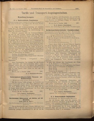 Verordnungs-Blatt für Eisenbahnen und Schiffahrt: Veröffentlichungen in Tarif- und Transport-Angelegenheiten 18991005 Seite: 5