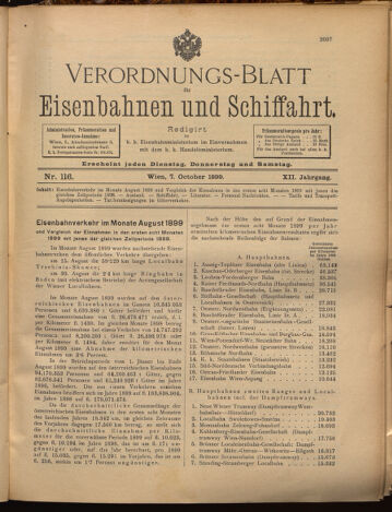 Verordnungs-Blatt für Eisenbahnen und Schiffahrt: Veröffentlichungen in Tarif- und Transport-Angelegenheiten 18991007 Seite: 1