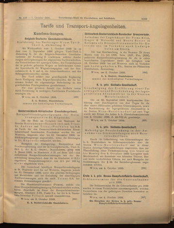 Verordnungs-Blatt für Eisenbahnen und Schiffahrt: Veröffentlichungen in Tarif- und Transport-Angelegenheiten 18991007 Seite: 13