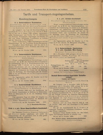 Verordnungs-Blatt für Eisenbahnen und Schiffahrt: Veröffentlichungen in Tarif- und Transport-Angelegenheiten 18991012 Seite: 5